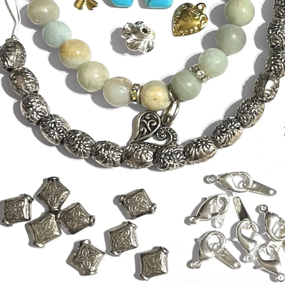 Lot Beads Jewelry Supplies Variety Glass Stone Shell MOP Metal Findings Charms